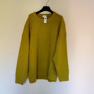 Aritzia Sunday Best Peggy Cable Knit Sweater Size L Verdant Green